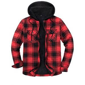 ZENTHACE Blouson &agrave; carreaux avec doublure Sherpa pour homme, rouge/noir, M (ZENTHACE, neuf)