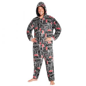 Marvel Combinaison Pyjama Homme - Grenouillère Adulte en Polaire - Onesie Adulte Ado Humoristique Groot Avengers S - XXXL (Gris/Noir, L) (Get Trend., neuf)