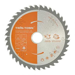 TWIN-TOWN HM Lame de Scie Circulaire à Bois avec dents en carbure de tungstène, 190x30mm 40 dents pour Coupe de Bois (+ réducteur 20 mm), idéale pour le bois, le bois naturel, le bois dur (METAK, neuf)