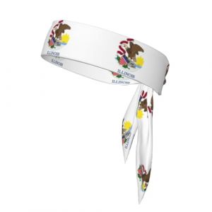 Bandeau de sport imprim&eacute; drapeau de l'Illinois pour homme et femme, foulard double face, course &agrave; pied, sport (guopei826, neuf)