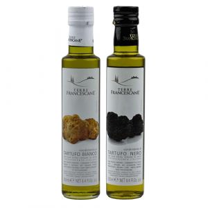 Food-United TERRE FRANCESCANE Lot de 2 x 250 ml d'huile d'olive extra vierge avec arôme de truffe blanche et noire - Huile de truffe de qualité supérieure en provenance d'Italie pour gourmets (1) (PSC-Lederfarbe, neuf)