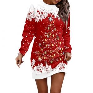 Robe pour No&euml;l Femme Imprim&eacute; Cerfs et Flocons de Neige La Robe de Noel Vintage Ann&eacute;es 50s 60s Audrey Hepburn Robes Soir&eacute;e Cocktail Mariage F&ecirc;te Dress for Christmas Party Lutin Noel (Z4 Rouge,M) (BAULMD（90% Big Promotion Without Discount Code ）, neuf)