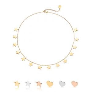 inSCINTILLE Collier Etoile en Acier Inoxydable Femme avec Fermeture Ajustable, Collier étoile 1/2/3 Brins avec Boîte Cadeau (1 fil - or) (inSCINTILLE, neuf)