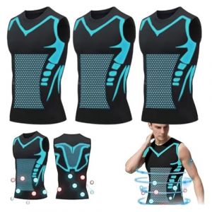 Debardeur Homme, D&eacute;bardeurs Compression Corset Amincissant Tee Shirt sans Manche Hommes Gyn&eacute;comastie Gaine Gilets Sport Mise Forme Ionique(C- Black*3,XX-Large) (DEBADE, neuf)