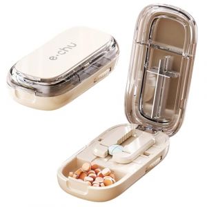 Pasdrucn Coupe Comprim&eacute; En 2 Et En 4, Coupe Cachet Pour Pilules Multiples, Coupe Medicaments En 2 En 4, Broyeur Medicament, Ecrase Medicament, Pilulier Voyage, Boite Medicaments Rangement (Blanc) (chugehai, neuf)