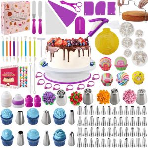 Nifogo Kit Patisserie Douille Patisserie 301 Pièces, Accessoire Patisserie, Plateau Tournant Gateau, Poche a Douille, Caissettes Cupcake (Nifogo Deals, neuf)