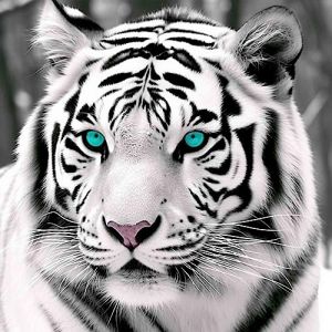 Bimkole 5D Diamond Painting DIY Kits Tigre Blanc Aux Yeux Bleus, Animal Broderie Diamant Kits De Broderie Au Point De Croix Strass Rond Résine Peinture Décor à La Maison 30X30 cm (Bimkole FR, neuf)