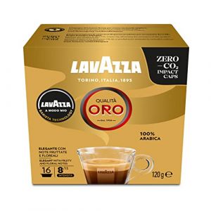 Lavazza - A Modo Mio Qualita Oro, 16 Capsules de Café, pour un Espresso aux Notes fruités et Florales, 100% Arabica, Intensité 8 sur 13, Torréfaction Moyenne, 1 Paquets de 16 Capsules (PENNGUIN-FR, neuf)