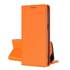 EuoDuo Coque Magn&eacute;tique pour Samsung Galaxy S7 Edge &Eacute;tui Rabattable en Cuir PU Housse Pochette &agrave; Clapet Aimant Ferme Portefeuille avec RFID Blocage Fentes pour Cartes - Orange (VLQI, neuf)