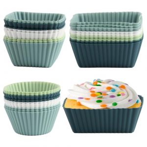 27 moules en silicone pour muffins, cupcake, pudding et p&acirc;tisserie - Rectangle, carr&eacute; et cercle r&eacute;utilisables (ChaoJiu, neuf)