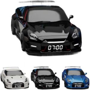 R&eacute;veil de voiture &ndash; Affichage de l'heure LED avec simulation de la lumi&egrave;re du moteur et lueur d'&eacute;chappement r&eacute;aliste, horloge moderne de table de chevet de voiture de sport pour chambre &agrave; coucher (Yuchang Store, neuf)