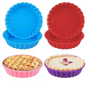 8 Pièces Moule à tarte Silicone, 11cm Moule Tartelette Silicone Antiadhésif Plat a Tarte Silicone, Moules à Tarte en Silicone, Moule Mini Tartelette Moule Mini Quiche pour Cheesecakes, Tartes, Quiches (YNJDSM, neuf)