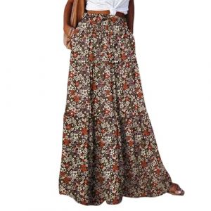 Jupe Longue Femme ete Jupon Boheme Plage 2025 Chic et Elegant Trapeze Jupe Boheme (NYTFAEDC, neuf)