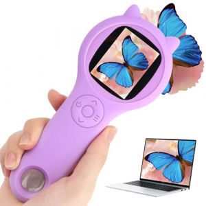 Microscope Numérique pour Enfants,500X Numérique Portable avec écran IPS 2",avec 8 lumières LED pour la Photo et la vidéo et, Vue PC Compatible avec Windows, Cadeau pour Enfant - Violet (marketretro, neuf)