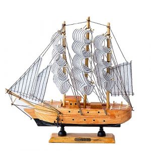 Syfunlv Nautique Maquette De Voilier,Modèle de bateau à voile en bois,Voilier en Boi Decoration,23x23cm,Fait à la main,pour Accessoires Photo et Décoration d'intérieur,Style Nordique (couleur du bois) (XJ..., neuf)