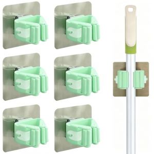 EJRUP 6 Pi&egrave;ces Accroche Balai Mural,Sans Percage Porte Balais Mural, Range Balai Mural,Accroche Balai Mural, pour la Cuisine, L'escalier, La Salle de Bain, Le Garage(Vert) (Anilalowbility, neuf)