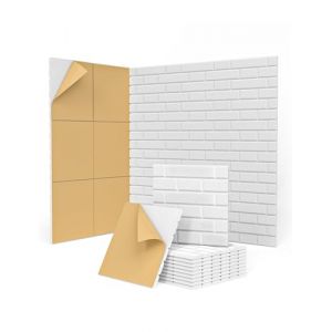 Panneaux Acoustiques Autocollante, Épaisseur 1,2 cm, Lot de 10, Panneau Acoustique Murale, Porte, Traitement Acoustique pour Home Studio, Chambre, Salon, Gaming, Acoustic Panels, Blanc (KuchoowDirect FR, neuf)