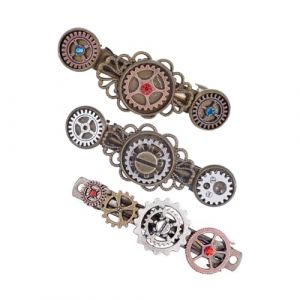 VINTORKY 3pièces Barrette Vintage Steampunk Avec Rouages Horloge Accessoire De Cheveux Élégant Pour Célébrations Et Quotidien (Wesidun, neuf)