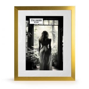 Stallmann Design Cadre photo avec passe-partout 60 x 80 cm (image 50 x 70) | Couleur : Or m&eacute;tal | Bague de cadre de 30 mm d&rsquo;&eacute;paisseur (Stallmann Design, neuf)