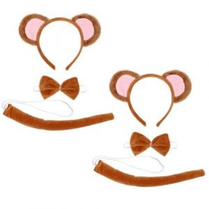 Beavorty 2 Ensembles Ensemble De Bandeau De Singe Accessoires De Bal Bandeau Oreilles Halloween Costume De Queues Tenues De Jeux De Rôle Bandeau Et Queue De Singe Cravate Peluche Courte. (T Innovation·HX, neuf)