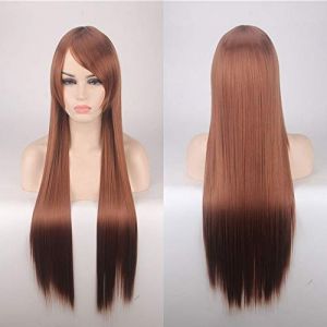 80CM 31 `` Perruques Cosplay Faux Cheveux Synthétiques Résistants À La Chaleur Noir Bleu Marron Blonde Russe Perruques Droites Brésiliennes + Casquette Perruques Une Taille Longue Perruque Droite 13 (good stuff A, neuf)
