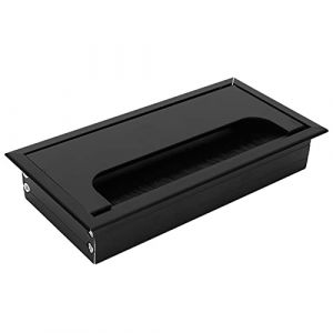 Passe CâBle Rectangulaire, 6,30 X 3,15 Pouces en Alliage d'Aluminium Noir, Couvercle de Trou de Fil, Organiseur de Gestion de Cordon de Trou de CâBle de Bureau pour La Table d'Ordinateur (1Pcs) (Takcoff, neuf)