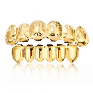 1 Ensemble Dents Décoratives Hip Hop,Dents Hip Hop,Feuille D'érable Hiphop Décoration,pour la Bouche Haut Bas,pour la Fête des Hommes et des Femmes,Halloween Cosplay,Bal(Doré) (SSyang, neuf)