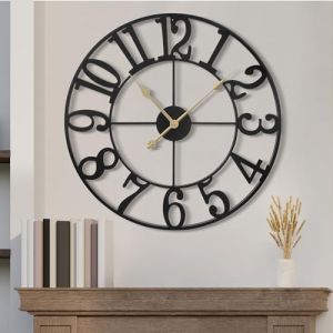 Maxstar Grande Horloge Murale silencieuse sans tic-tac - 60 cm - Chiffres Arabes - Horloge Murale &agrave; Quartz - Fonctionnement &agrave; Pile - Facile &agrave; Lire - pour la Maison, la Cuisine, la Chambre &agrave; Coucher (Jia Mi Home INC. FR, neuf)