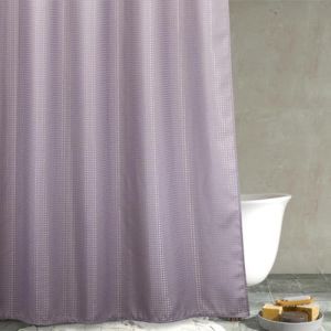 Popkozzi Rideau de douche en tissu gaufr&eacute; lavande : Rideau de douche textur&eacute; r&eacute;sistant de couleur lilas clair pour salle de bain - Rideau de douche en polyester &eacute;pais lavable et hydrofuge - 183 x 183 (PopKozzi, neuf)