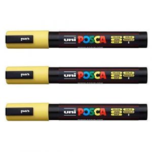Posca Lot de 3 marqueurs PC-5M Uni-Ball (gamme complète de 35 couleurs disponibles) (Ponera, neuf)
