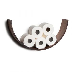 Porte-papier toilette avec étagère, rangement de rouleaux de papier toilette en bois de noyer, support flottant pour rouleaux de papier toilette de rechange, supports uniques pour salle de bain, (SecretIngredient, neuf)