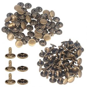 Trimming Shop Rivets &agrave; double capuchon rivets en cuir, clous tubulaires en m&eacute;tal pour bricolage, r&eacute;paration et remplacement de v&ecirc;tements, sac &agrave; main, ceintures, 4 mm x 4 mm, bronze, 100 ensembles (Trimming Shop, neuf)