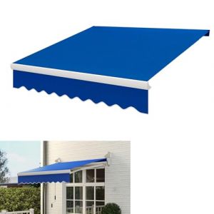 Store Banne Manuel 3/4/5x1.5m Auvent Rétractable Terrasse Extérieur, Store Banne De Balcon Rétractable, Résistant Au Vent/UV/Eau Auvent Pare-Soleil Polyester, for Patio, Arrière-Cour, Jardin, Balcon(B (哑巴湖大水怪, neuf)