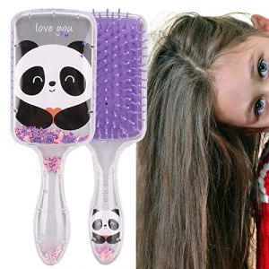 Naroote Peigne de Coiffure, Peigne de de Massage du Cuir Chevelu Paillette de Dessin animé avec Coussin d'air Debag pour et Coiffage Quotidiens (Panda gris) (Wandisyo, neuf)