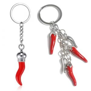 JYNXOR 2 Pcs Porte-clés pour femmes et hommes, Porte-clé Cornes et Piment Rouge, Pendentif corne porte-bonheur, Idée Cadeau pour les anniversaires, les remises de diplômes et les dates commémoratives (SHOPSCAPE INK, neuf)