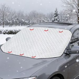 Feithmonic Couverture Pare-Brise Voiture Hiver, Protège Pare Brise Avant Voitures Givre, Bâche Magnétique Anti Neige Glace Pluie Gel Soleil, Repliable Universelle pour Véhicules SUV Berlines 193x126cm (MitangshopEU, neuf)