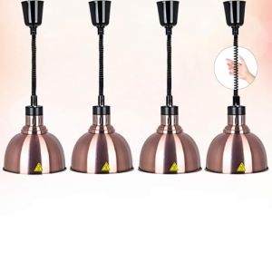 Aocay Lampe Chauffante Cuisine Professionnelle, Lampe Chauffe Plat Infrarouge Cuisine Suspendu, 19/25cm Lampe Chauffante Alimentaire Réglable Commerciale Cuisine, Restaurant, Buffet(B-25cm,4 Pièces) (zlmshop, neuf)