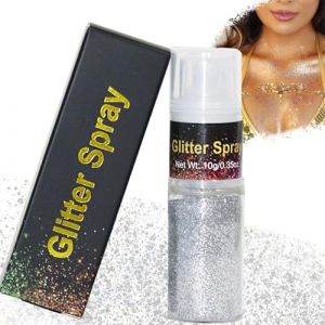 Spray Paillette Cheveux et Corps,Glitter Makeup Spray Poudre Ultrafine pour Paillettes Visage Festival Maquillage Paillette F&ecirc;te Vetement Argent (LOVETEA, neuf)