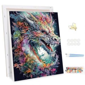 MEIYUDA Peinture par Numero Adulte avec Cadre, Dragon Kit de Peinture à l'Huile sur Toile par Numéro Peinture par Numero, Débutants Peinture Acrylique Pigmentée, Decoration Maison Cadeau 30x40cm (JINBEIKANG, neuf)