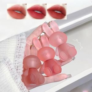 3 Couleurs Bunny Lip Gloss Set, Rouge à Lèvres Mat Et Velouté, Rouge à Lèvres Liquide Mignon, Argile à Lèvres Longue Durée, Rouge à Lèvres Repulpant (DENESTUP, neuf)
