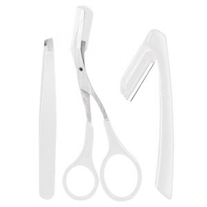 Lot de 3 ciseaux &agrave; sourcils - Ciseaux &agrave; sourcils en acier inoxydable - Ensemble de pinceaux de rasage avec peigne | Ciseaux de soin des sourcils portables et antid&eacute;rapants - Outils de coupe pour le (anyusc, neuf)