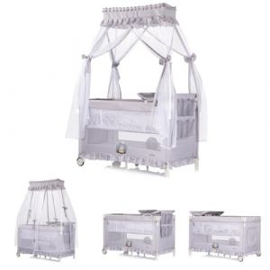 Chipolino Lit voyage Palace toit solaire Moustiquaire 2 niveaux Matelas &agrave; langer, coloris:gris clair (Babyshoppen, neuf)