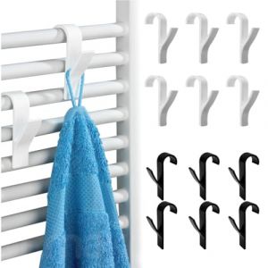 YAZWUR 12 pi&egrave;ces Crochets ABS Polyvalents, Rond, Crochet S&egrave;che Serviette Salle De Bain, Accroche Radiateur, Pat&egrave;re Plastique, pour Chauffant Peignoir (Romanimania OU, neuf)