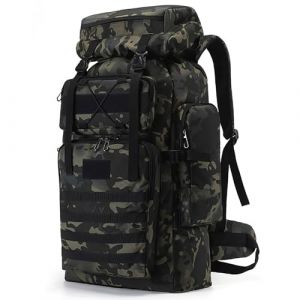 Kabxhueo Sac à Dos Militaire 80L Sac à Dos Randonnée rand Volume Sac Tactique Voyage Multifonction Homme Femme Imperméable Sac à Dos Trekking pour Randonnée Camping Pêche Chasse Escalade,ADU (lights World L,D, neuf)