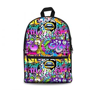 Showudesigns Sac &agrave; dos d'&eacute;cole en toile pour adolescentes, Graffiti 5, Taille unique (showu designs, neuf)