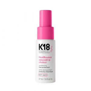 Spray protecteur de chaleur K18 HeatBounce, soin sans rin&ccedil;age l&eacute;ger + protection thermique jusqu'&agrave; 232 &deg;C (450 &deg;F), adoucit, lisse et d&eacute;m&ecirc;le tous types de cheveux, 47 ml (1,6 oz liq.) (K18 International, neuf)