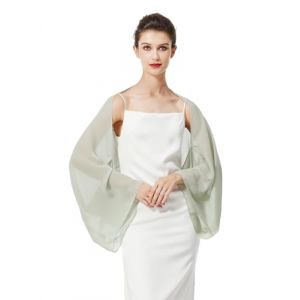 BEAUTELICATE Cardigan Bol&eacute;ro en Mousseline De Soie Couverture Veste &agrave; Manche Transparent Grande Taille De Femme Mari&eacute;e Soir&eacute;e Mariage C&eacute;r&eacute;monie D&rsquo;&eacute;t&eacute;(Taille Unique,Vert Sauge) (BEAUTELICATE-FR, neuf)