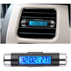 TOTMOX Car Electronic Clock Thermomètre 2en1-Lumineux, Rétro-éclairage Clip-on Clock 2 Automotive Digital AU Monitor Car in1 Thermometer LCD (pe_carparts, neuf)