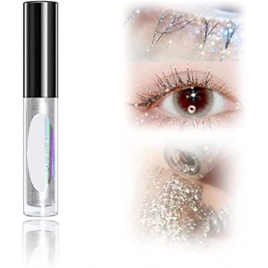 Topper de mascara à paillettes de diamant, mascara à cils scintillants 4D scintillants, mascara à cils brillants en diamant étincelant pour les fêtes et les femmes filles (Argent) (Fanroads, neuf)