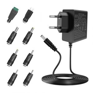 Artrastar Alimentation 24W 12V 2A AC 220V-240V vers DC 12V Adaptateur LED pour Bandes Caméras CCTV Routeur 8 Adaptateurs DC Électronique Compact (CHAOHAN-EU, neuf)